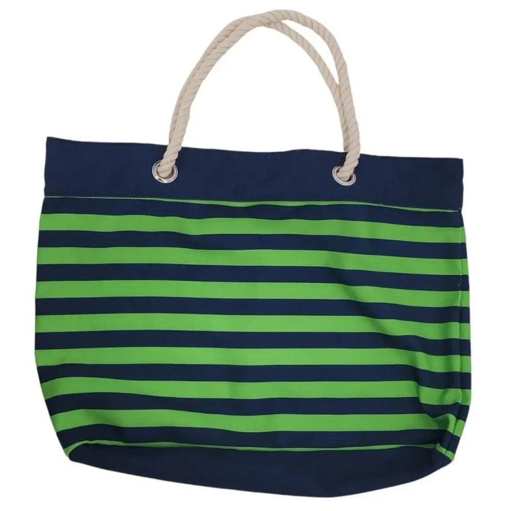 FOCO Seattle Seahawks‎ Tote Bag Green Blue Stripe Rope Handle NFL Logo Beach Fan - Picture 3 of 7
